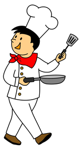 smiling chef with pan