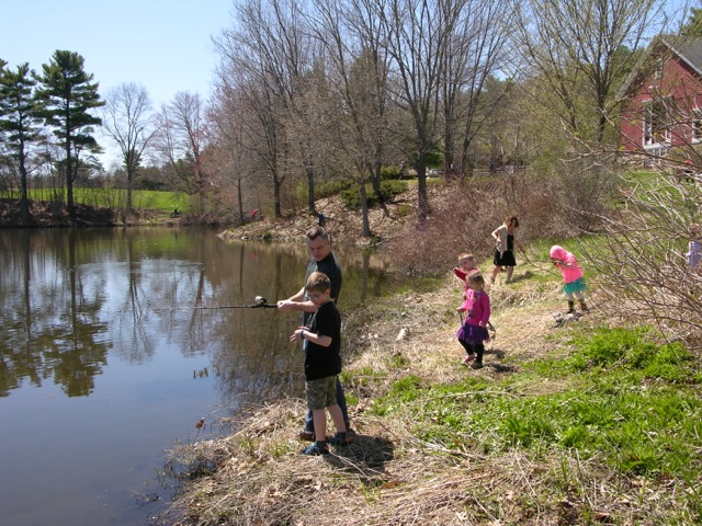 young boy fishing