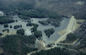 aerial view of West Hill Dam