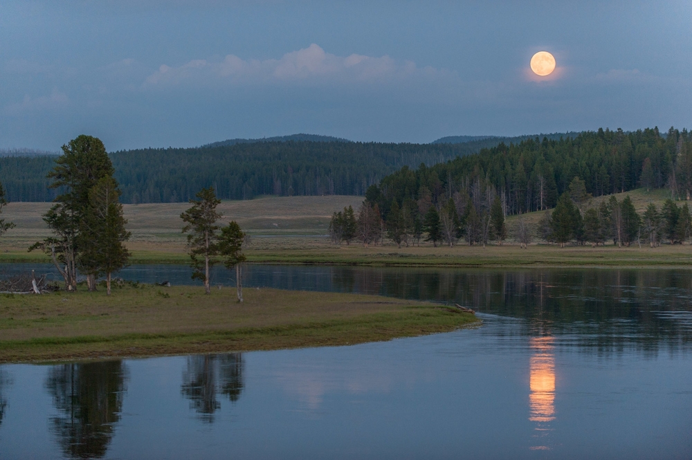 Moonrise over the Yellowstone River by Ben Steinberger