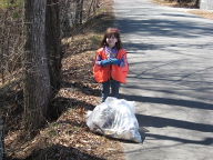 BRWA cleanup volunteer-young girl with trash