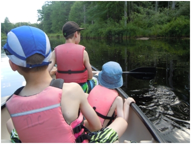 kids in a canoe