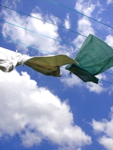 clothes drying on a line.