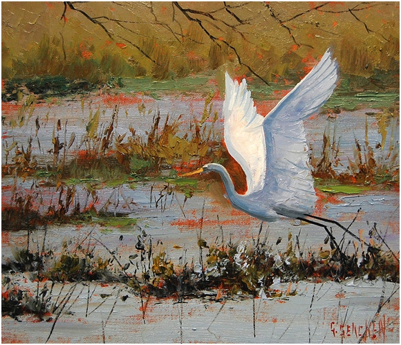 Wetland Heron - watercolor by Graham Gercken