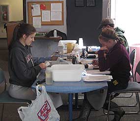 Volunteers analyzing water samples in the lab